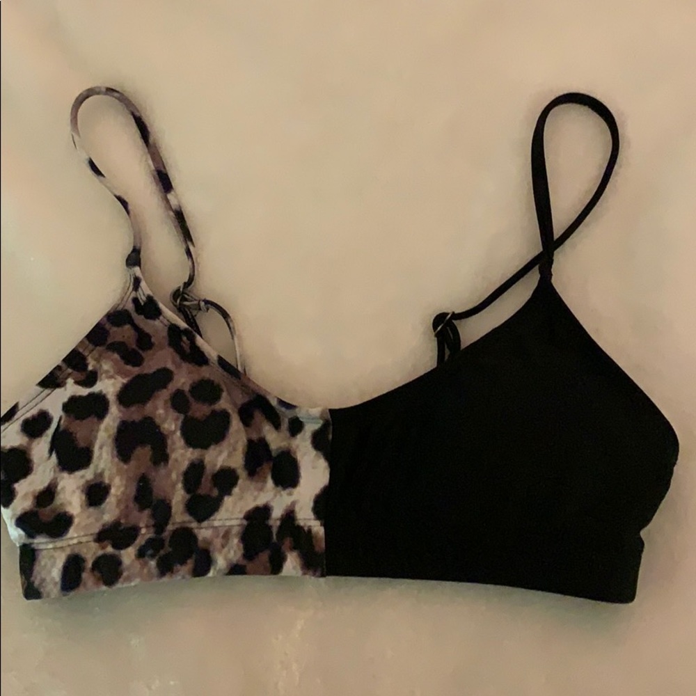 Shein Contrast Leopard Bikini Top
